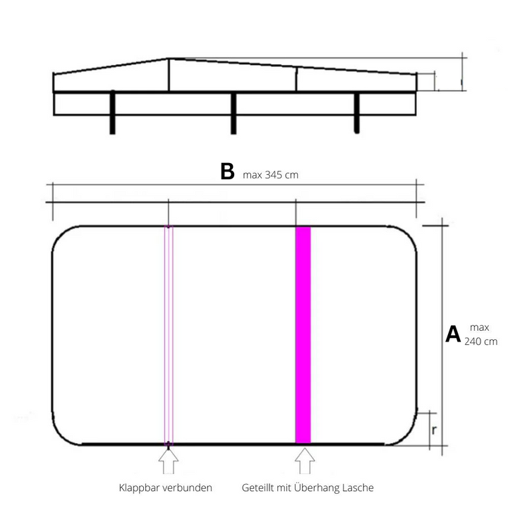 Whirlpool Cover XXL Maßanfertigung bis 345 cm - 2 Teilig