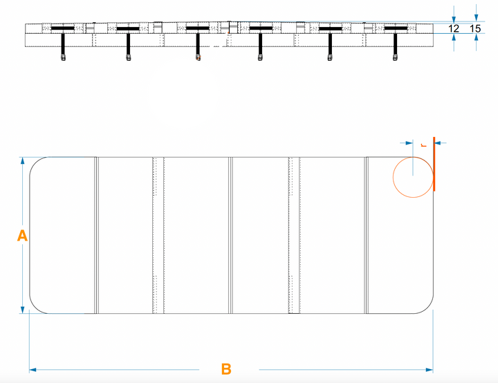 Swim Spa Cover Maßanfertigung 460 bis 690 cm - 3 Teilig