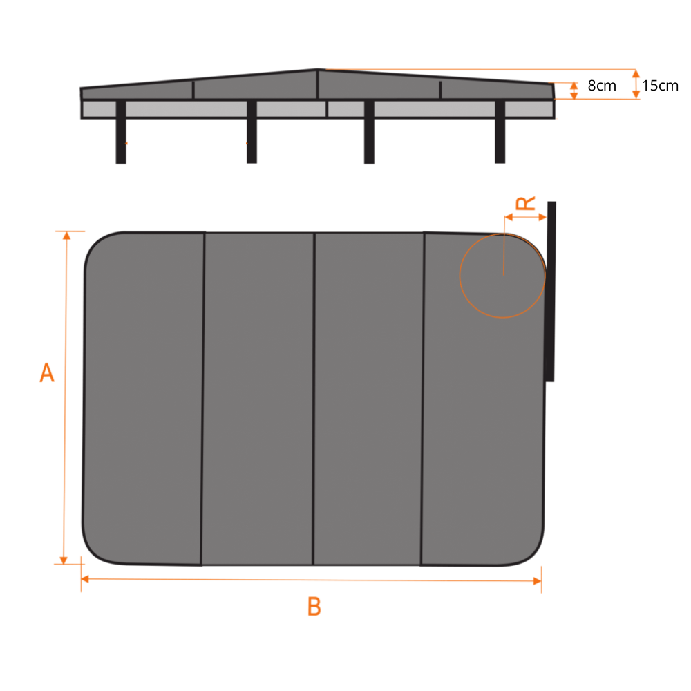 Swim Spa Cover Maßanfertigung 380 bis 460 cm - 2 Teilig